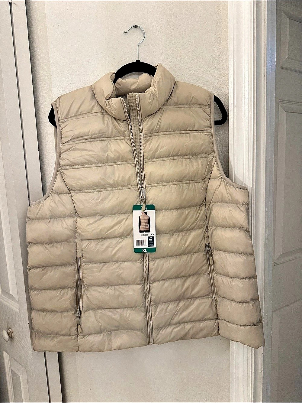 32 Degrees Heat Lightweight Packable Puffer Vest Puffer Vest in cream XL